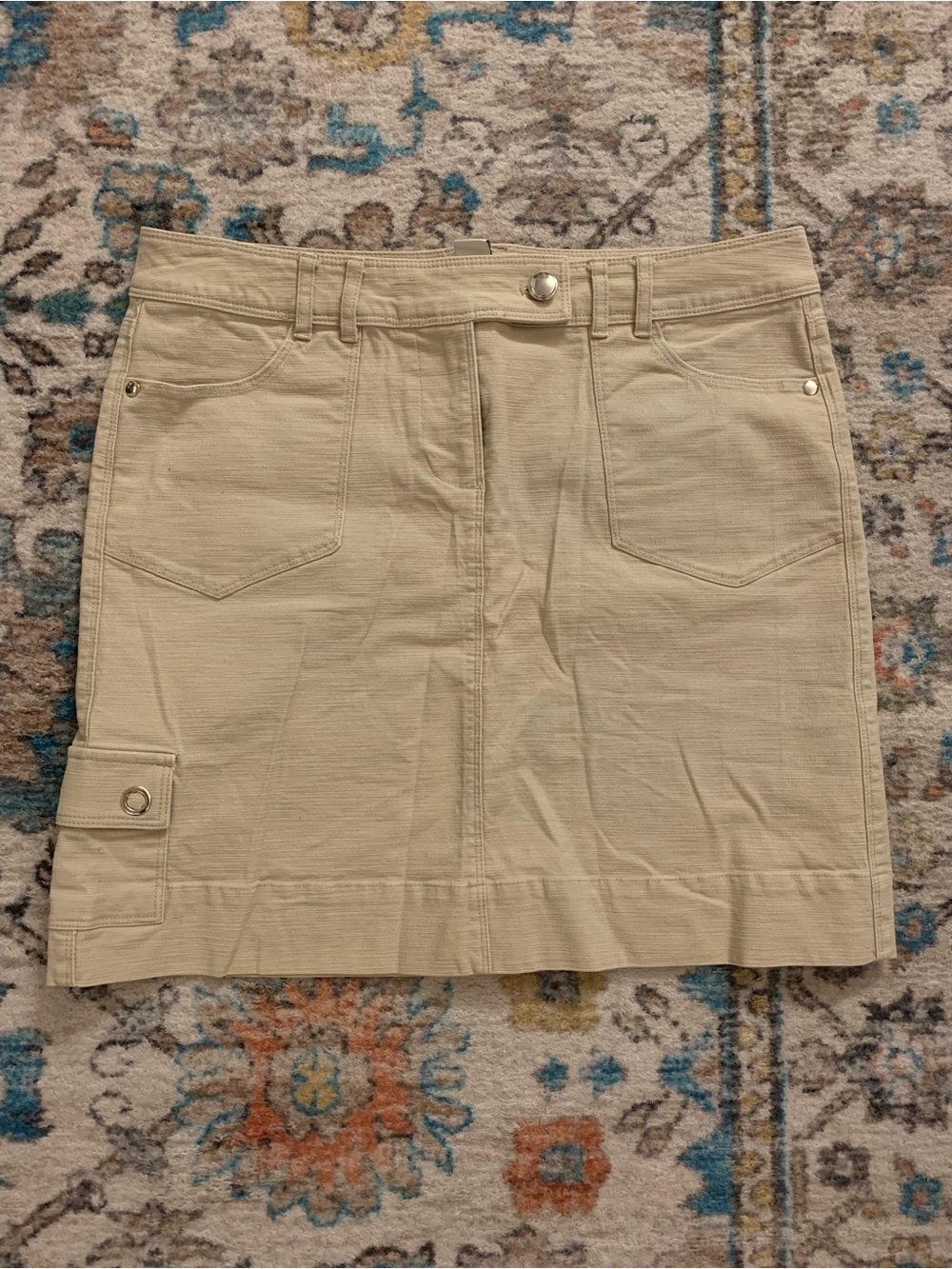 Beige Cargo Mini Skirt